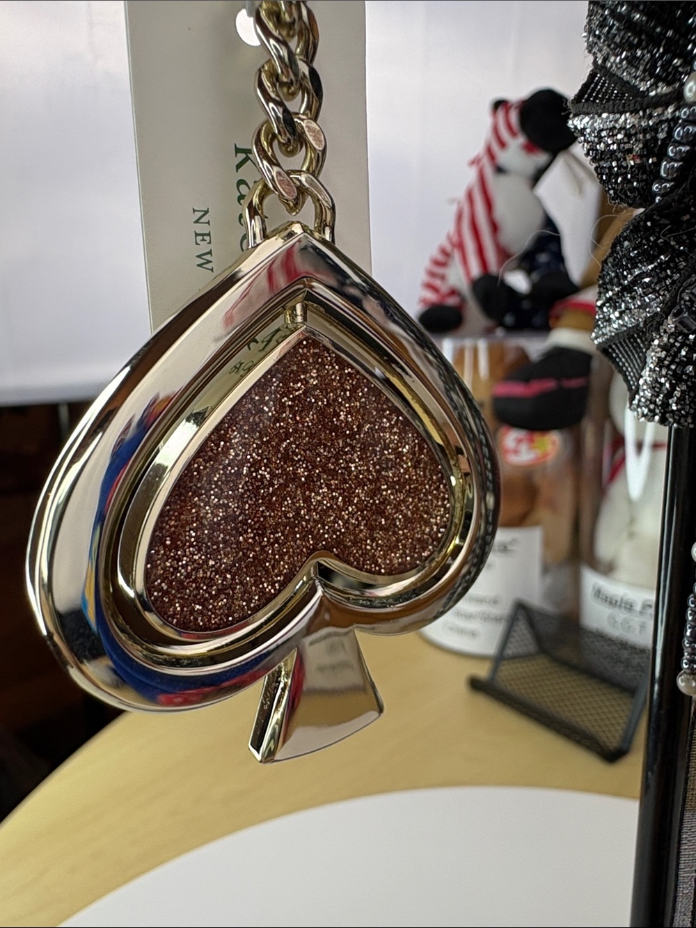 kate spade gold glitter keychain charm - Picture 4 of 6